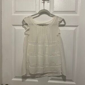 Loft White Ruffle Sleeveless Blouse- 25% Off Two or More Items